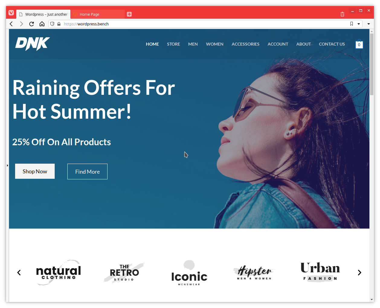 WordPress demo e-commerce